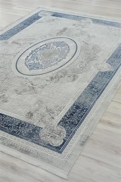 PERA MAVİ GRİ KADİFEMSİ YÜZEY POLYESTER HALI 27145A MAVİ E