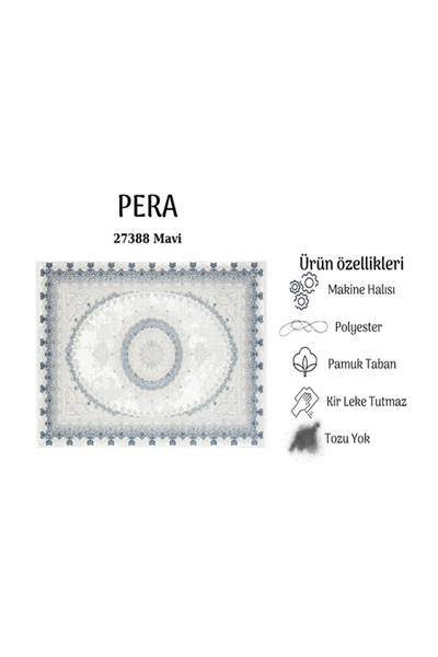 PERA MAVİ KADİFEMSİ YÜZEY POLYESTER HALI 27388 MAVİ E