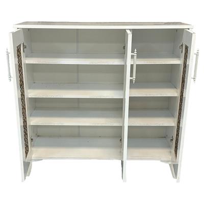 Sevcan Çok Amaçlı 3lü Dolap Desenli Beyaz