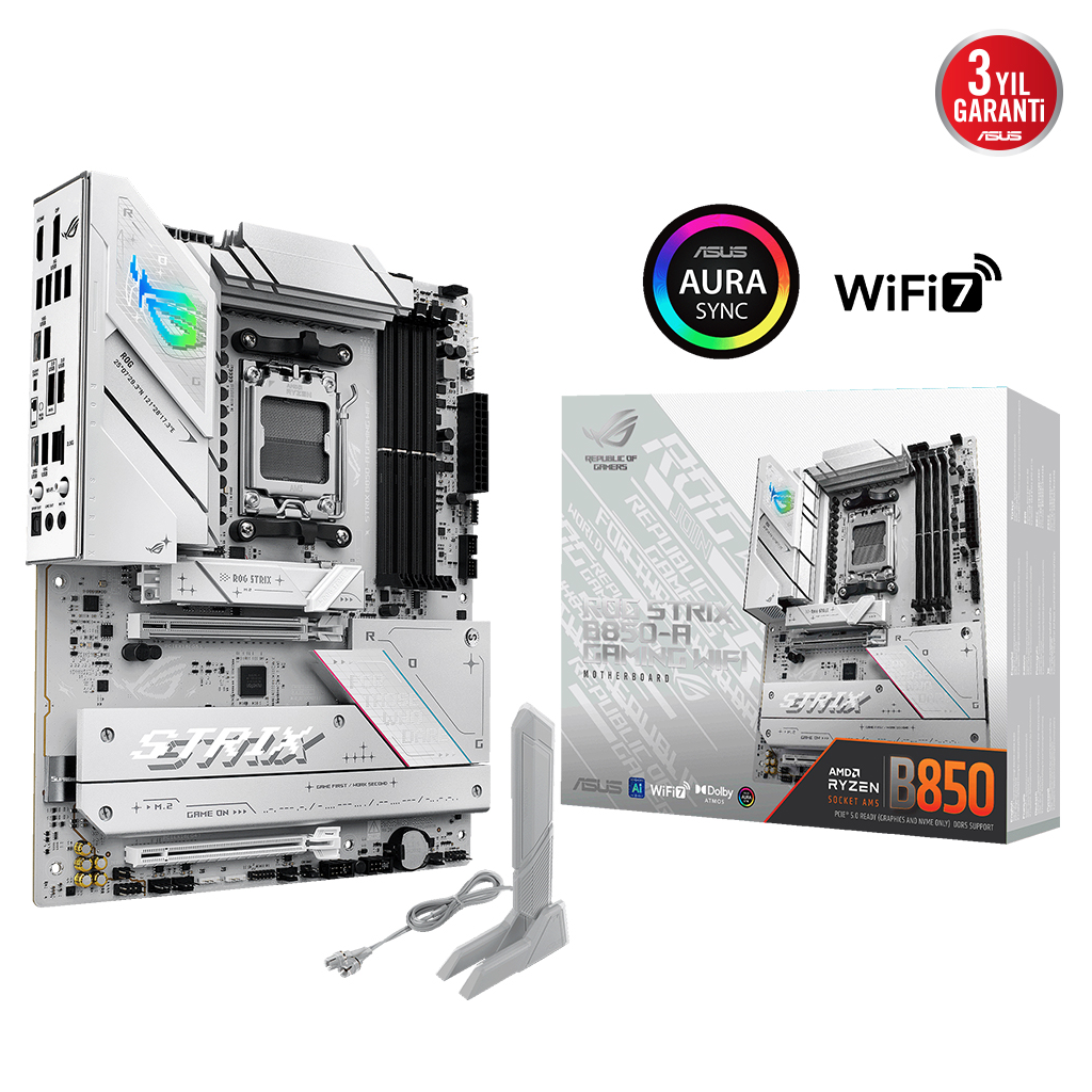 ASUS ROG STRIX B850-A GAMING WIFI7 NEO, 4xDDR5,  4xM.2, HDMI, DP, Type-C, PCIe 5.0, Wi-Fi 7, Bluetooth v5.4, AM5 Soket GAMING Anakart