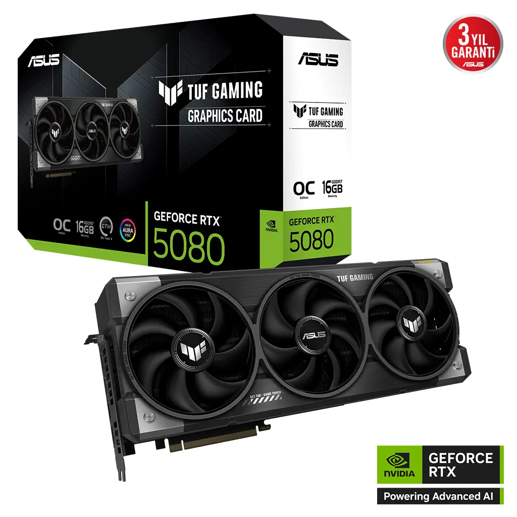 ASUS TUF-RTX5080-O16G-GAMING, 16Gb, 256Bit, GDDR7, 2xHDMI, 3xDP GAMING Ekran Kartı