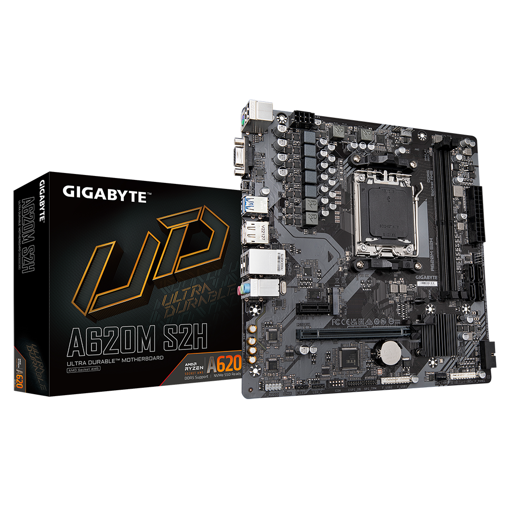 GIGABYTE A620M-S2H, rev.1.2, 6400MHz, 2xDDR5, 1x M.2, D-SUB, HDMI, DP, AM5 Soket Anakart