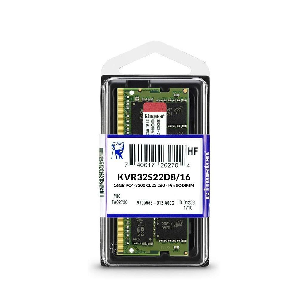 KINGSTON KVR32S22D8/16, 16Gb, 3200Mhz, DDR4, Sodimm Notebook RAM, 1,2V, CL22 (KUTULU)