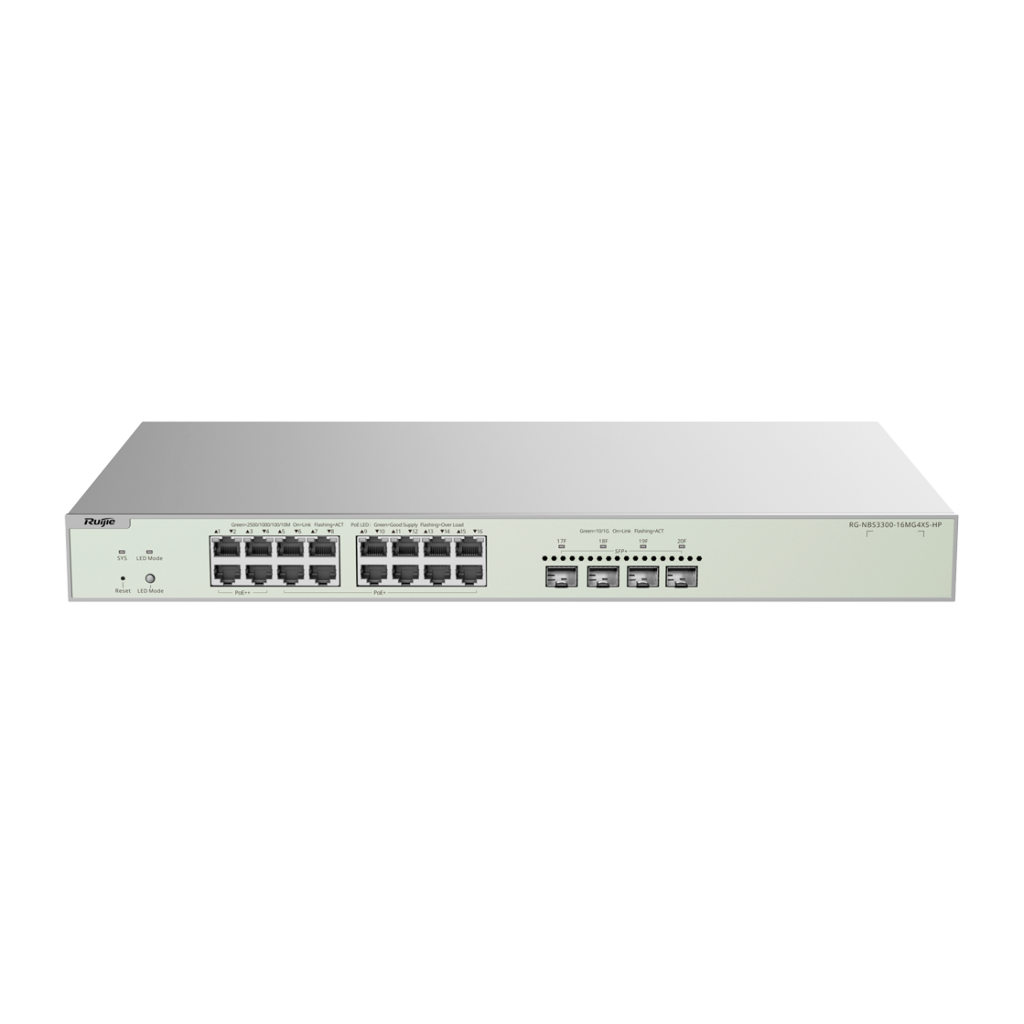 RUIJIE REYEE RG-NBS3300-16MG4XS-HP 16 Port  GigaBit PoE,  370W, 4Port SFP, L2 Yönetilebilir Switch  Metal Kasa
