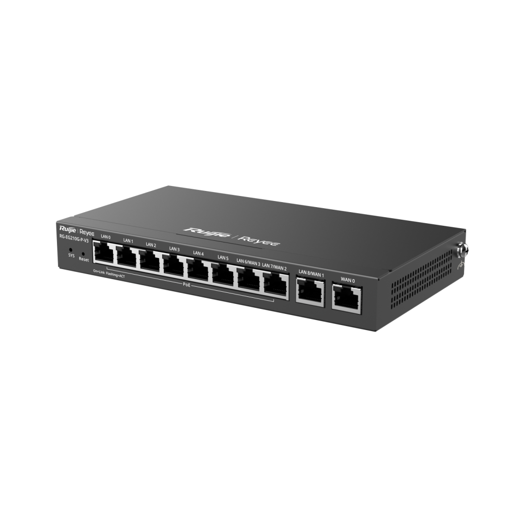 RUIJIE Reyee RG-EG210G-P-V3 10 Port Gigabit, Web  Yönetilebilir, 4 WANs, 200 Kullanıcı,