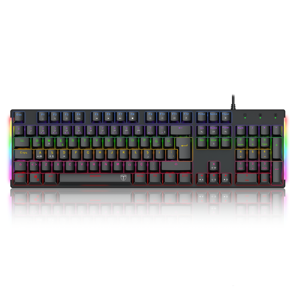 T-DAGGER NAXOS, T-TGK310-BL, USB Kablolu, Türkçe Q, Rainbow Backlight, Blue Mekanik Switch, 104 Tuşlu, Gaming Klavye