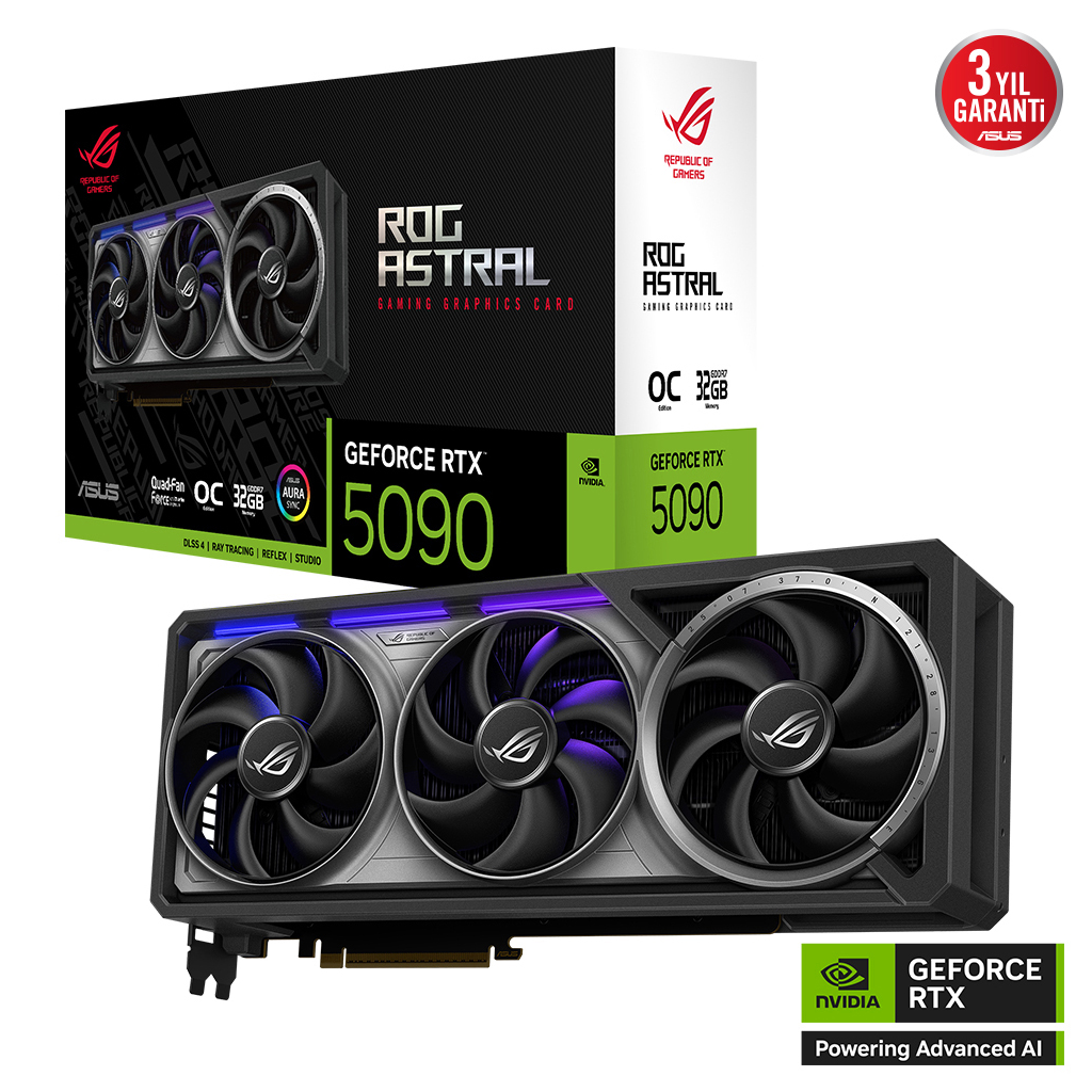 ASUS ROG-ASTRAL-RTX5090-O32G-GAMING, 32Gb, 512Bit, GDDR7, 2xHDMI, 3xDP GAMING Ekran Kartı
