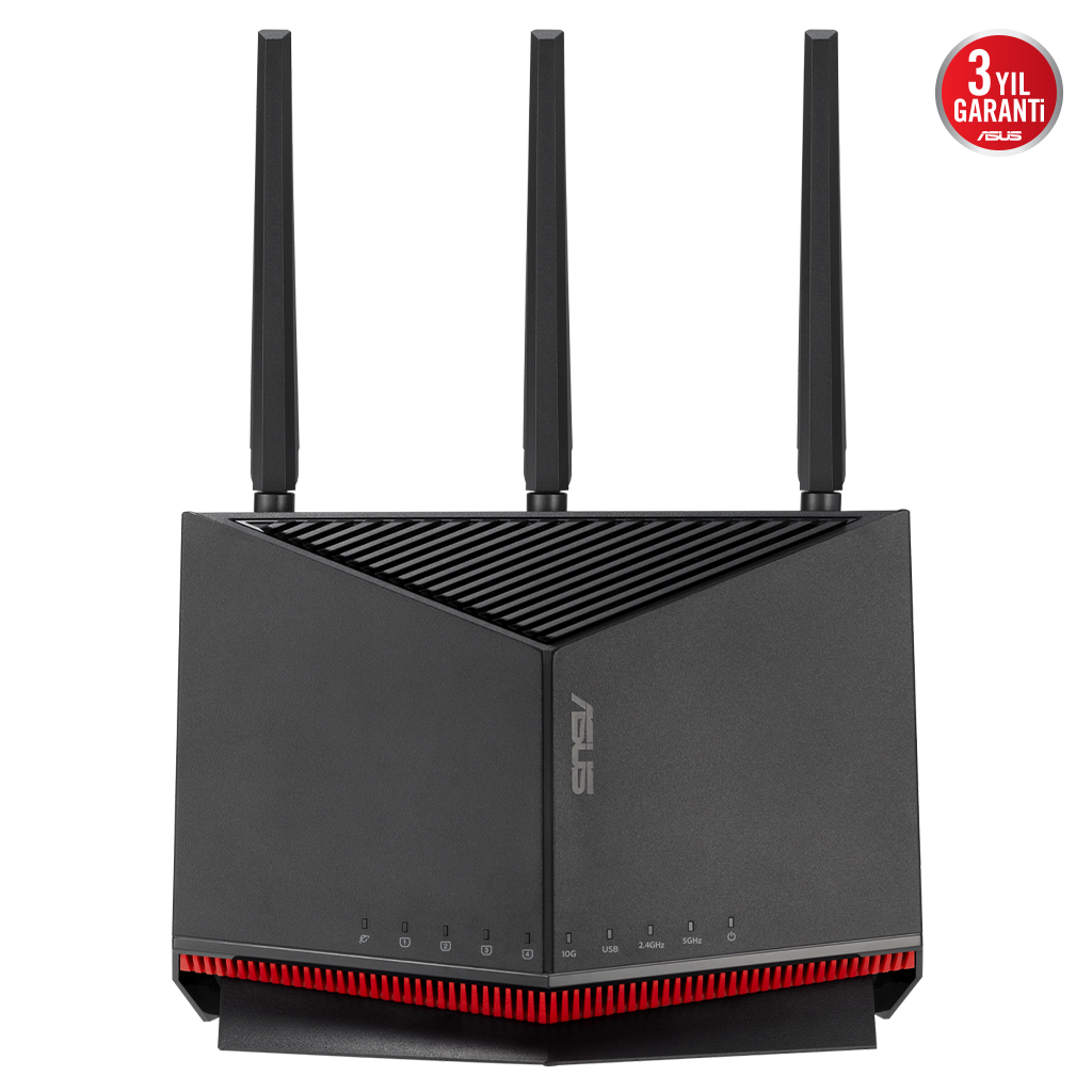 ASUS RT-BE86U, BE6800, 4 Port, 6800Mbps, Dual Band, WİFİ 7, AiMesh, AiProtection Pro, Gigabit Extendable Router