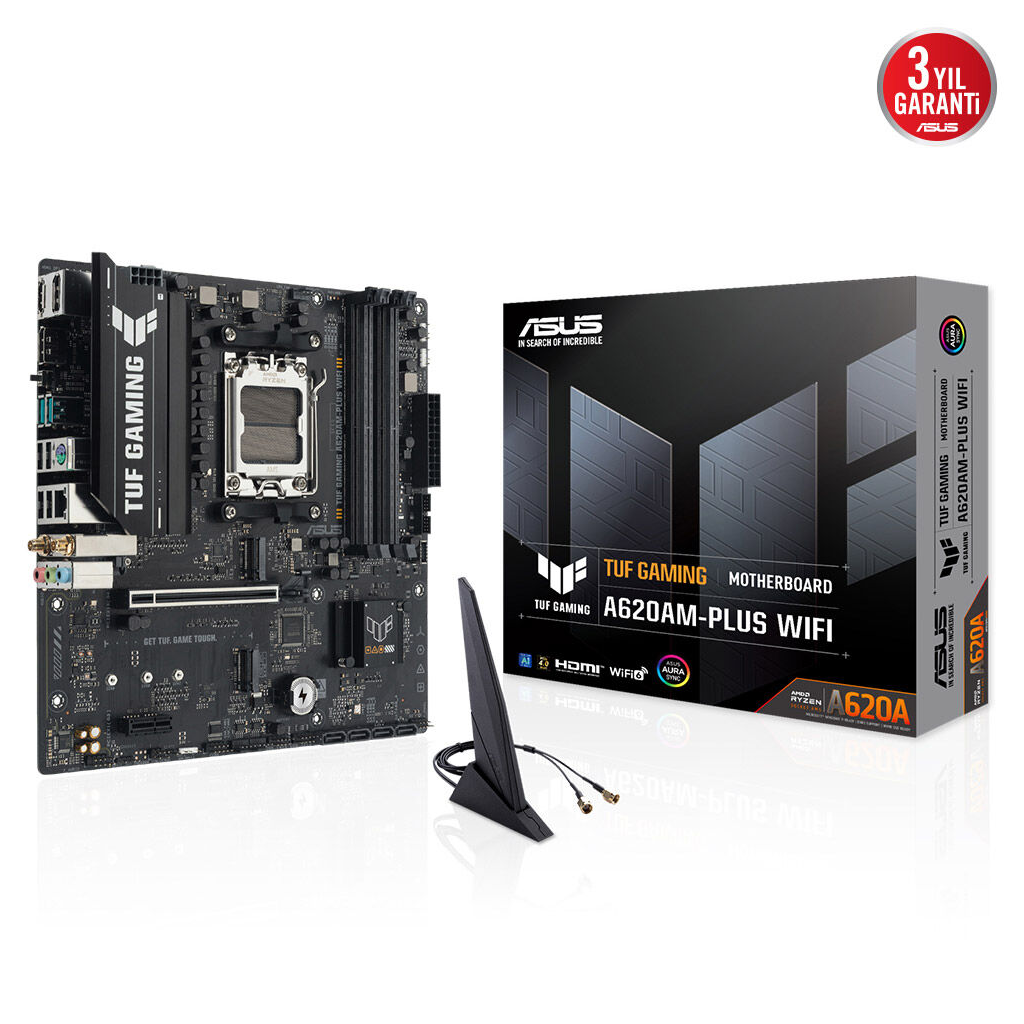 ASUS TUF GAMING A620AM-PLUS WIFI, 4xDDR5, 2x M.2, HDMI, 2xDP, Wi-Fi 6, Bluetooth v5.3, AM5 Soket GAMING Anakart