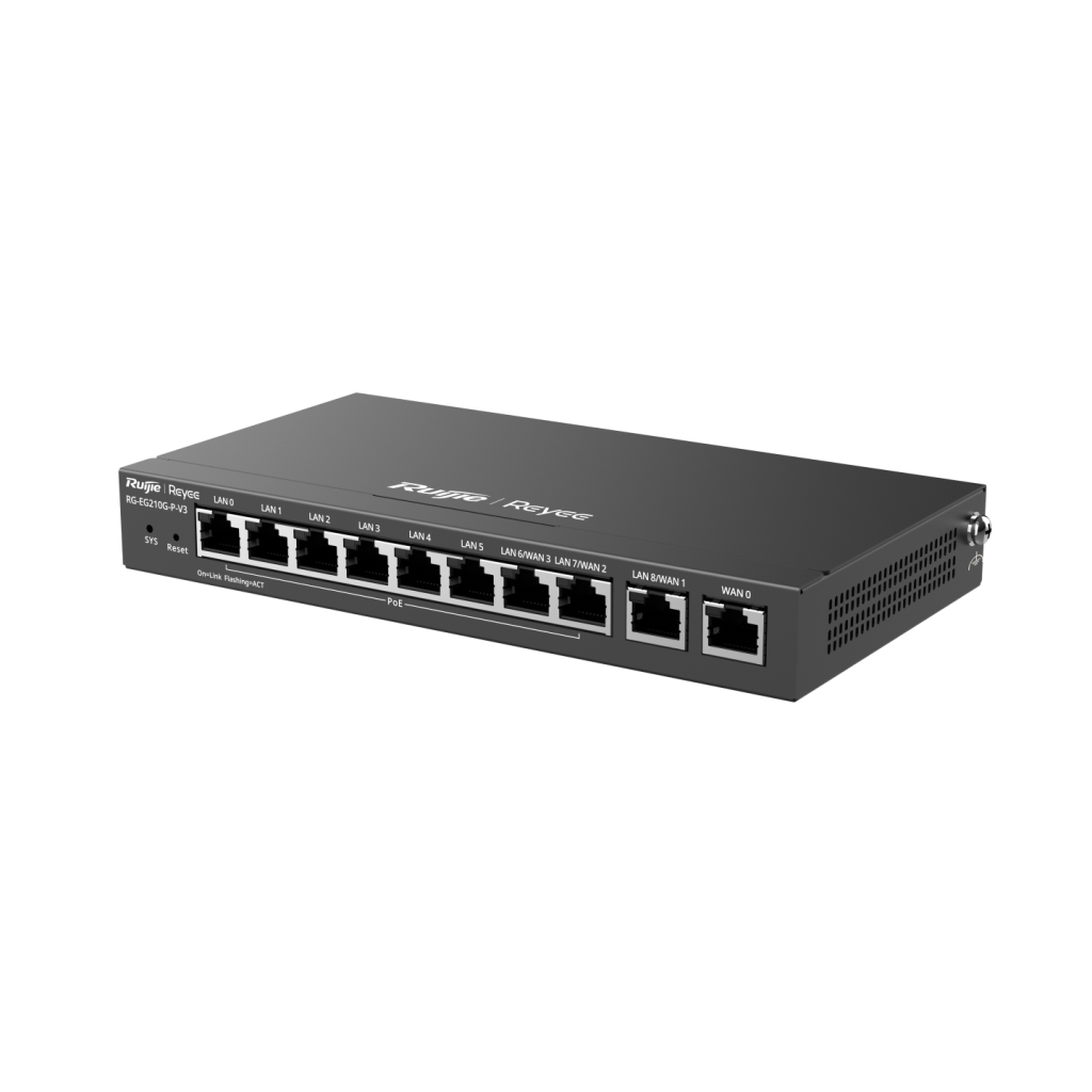 RUIJIE Reyee RG-EG210G-P-V3 10 Port Gigabit, Web  Yönetilebilir, 4 WANs, 200 Kullanıcı,
