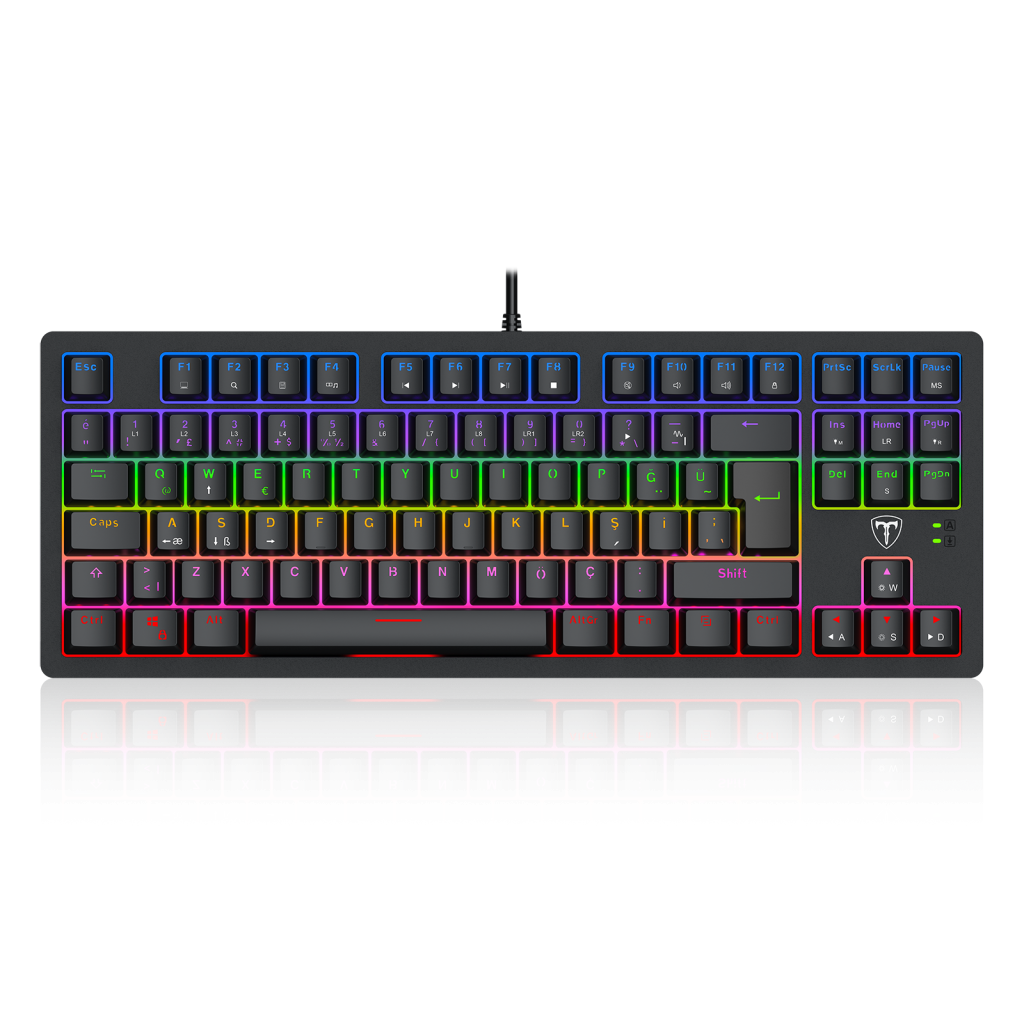 T-DAGGER BALI, T-TGK311-BL, USB Kablolu, Türkçe Q,  Rainbow Backlight, Blue Mekanik Switch, 87 Tuşlu, Gaming Klavye