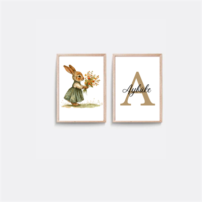 30X40 2Lİ AHŞAP ÇERÇEVE TINY BUNNY KIZ