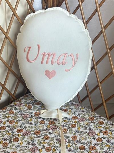 NAKIŞ TEKLİ BALON- EKRU SOFT PEMBE İŞLEME