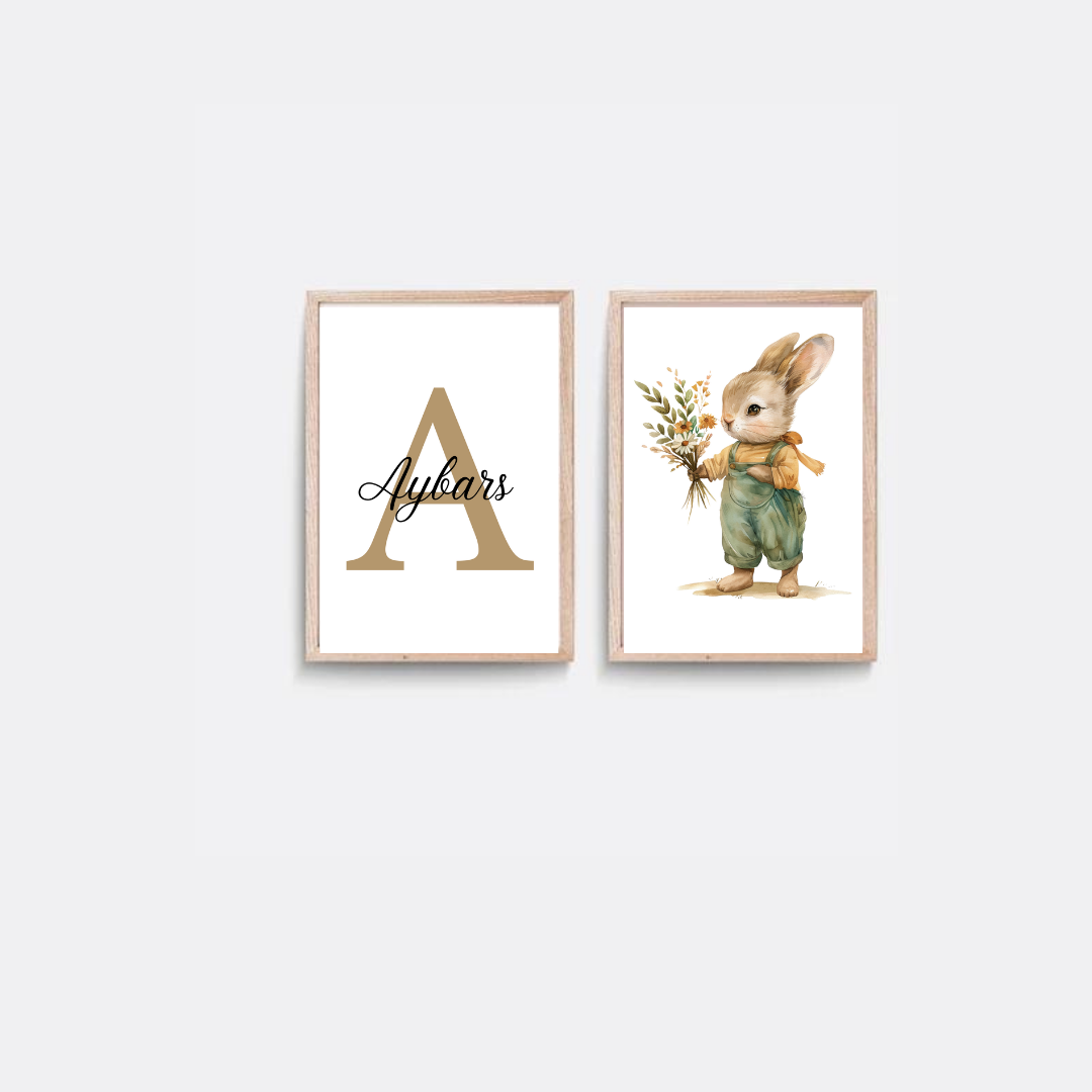 30X40 2Lİ AHŞAP ÇERÇEVE TINY BUNNY ERKEK