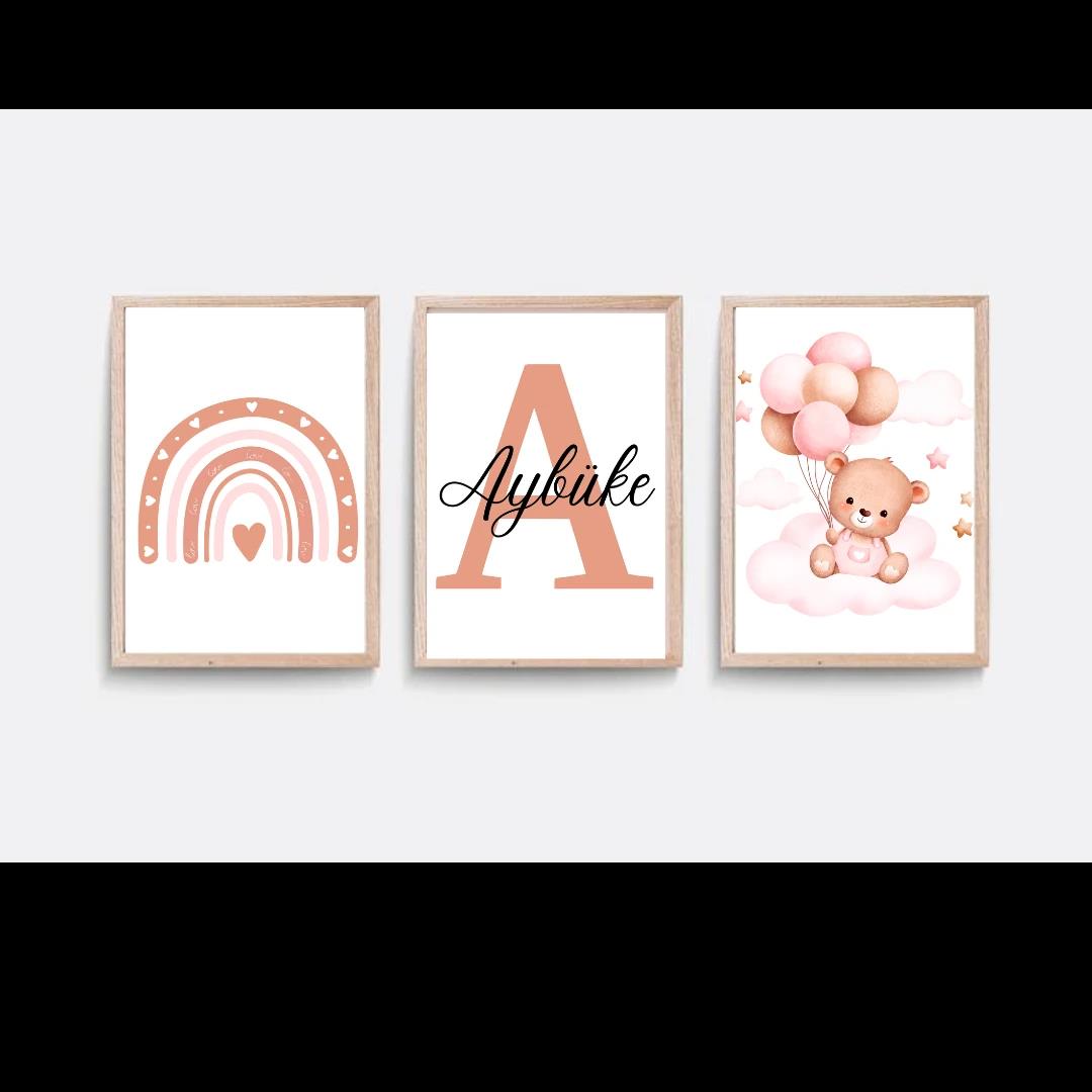 30x40 3LÜ AHŞAP TABLO SET