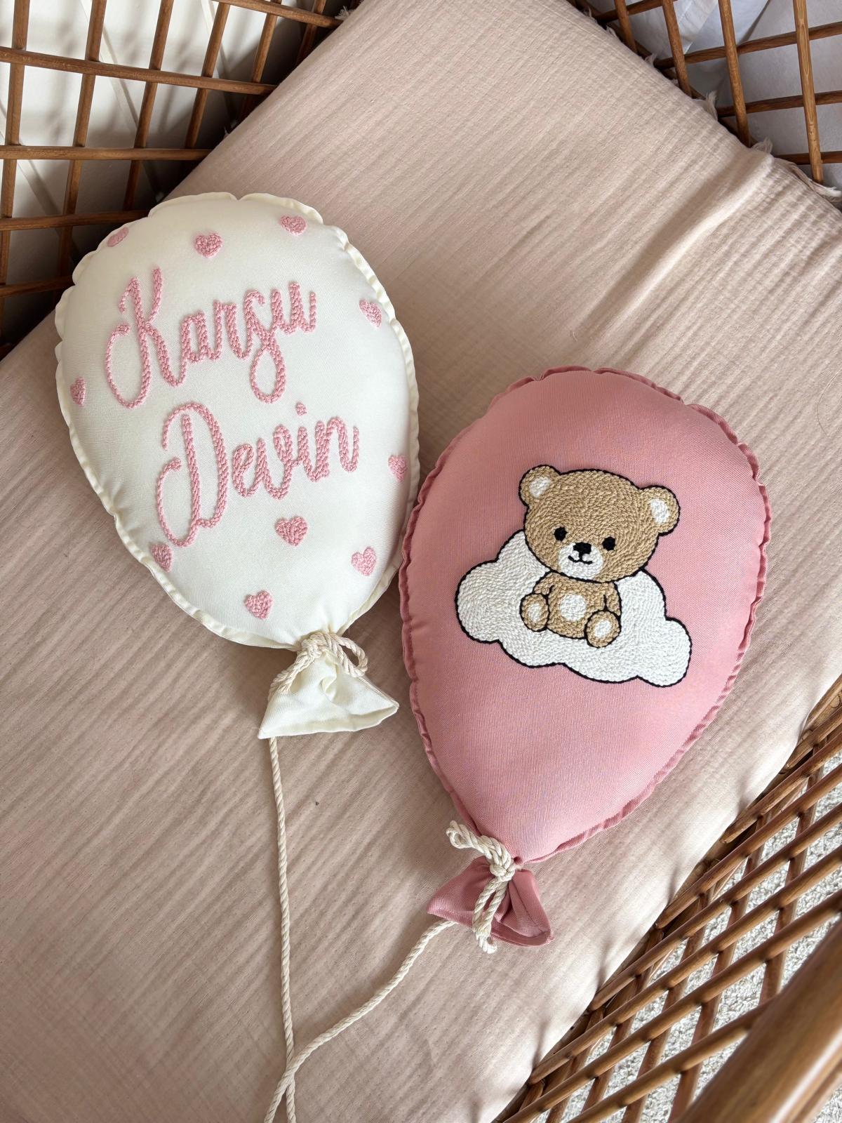 BULUTLU AYICIK 2'LI BALON TAKIMI - GÜLKURUSU KALPLİ