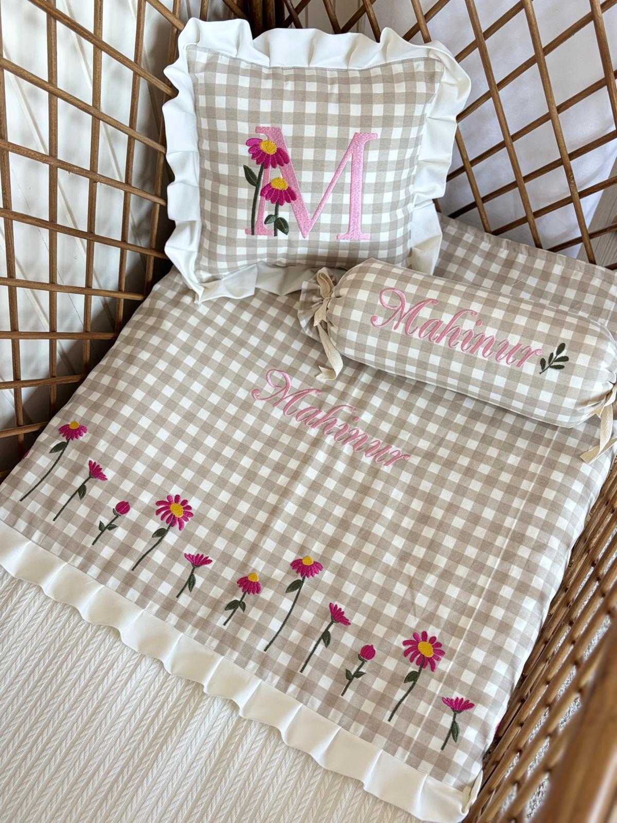PİKE TAKIMI 3 LÜ FLORAL MAGİC-PEMBE  - 100x150 cm