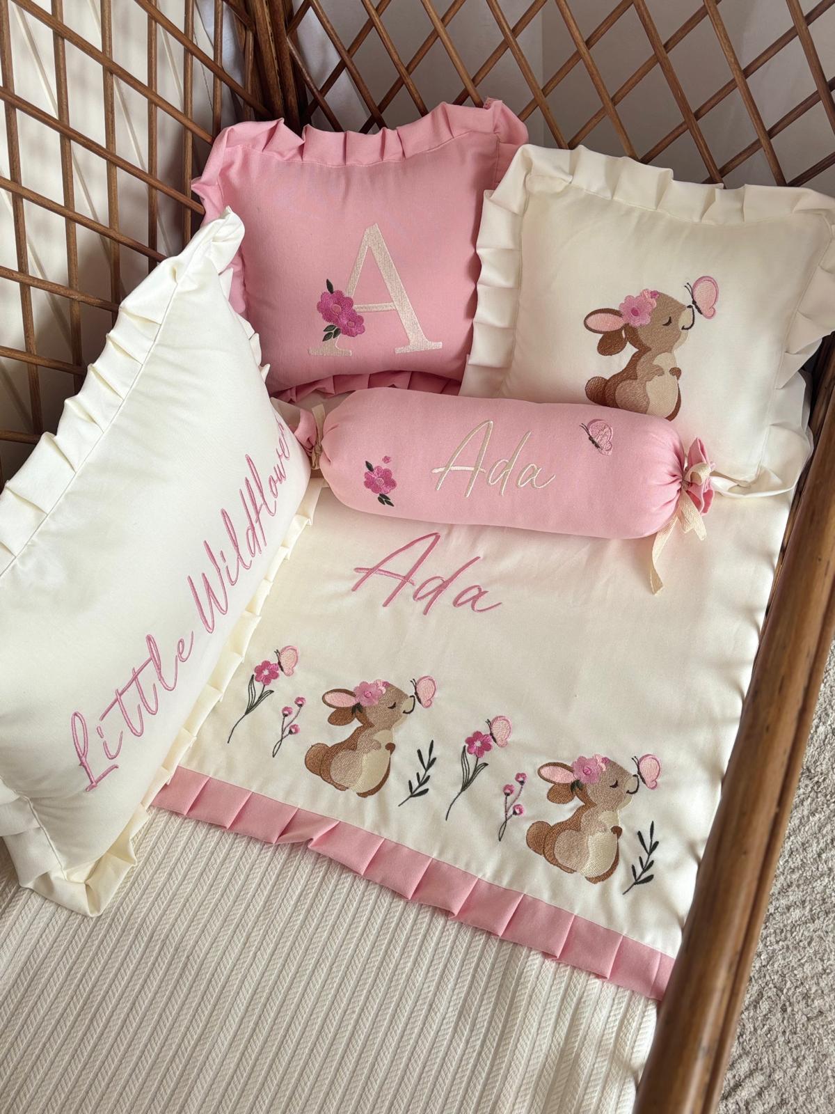 PİKE TAKIMI 5'li SET TONTİRİK TAVŞAN EKRU-CANLI PEMBE