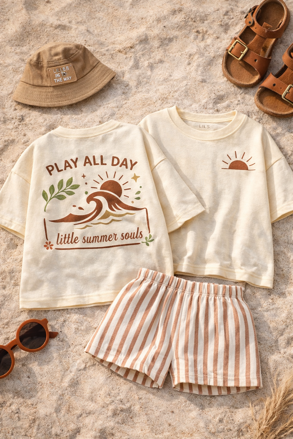 %100 pamuk keten şort & tshirt takımı 2-6 yaş