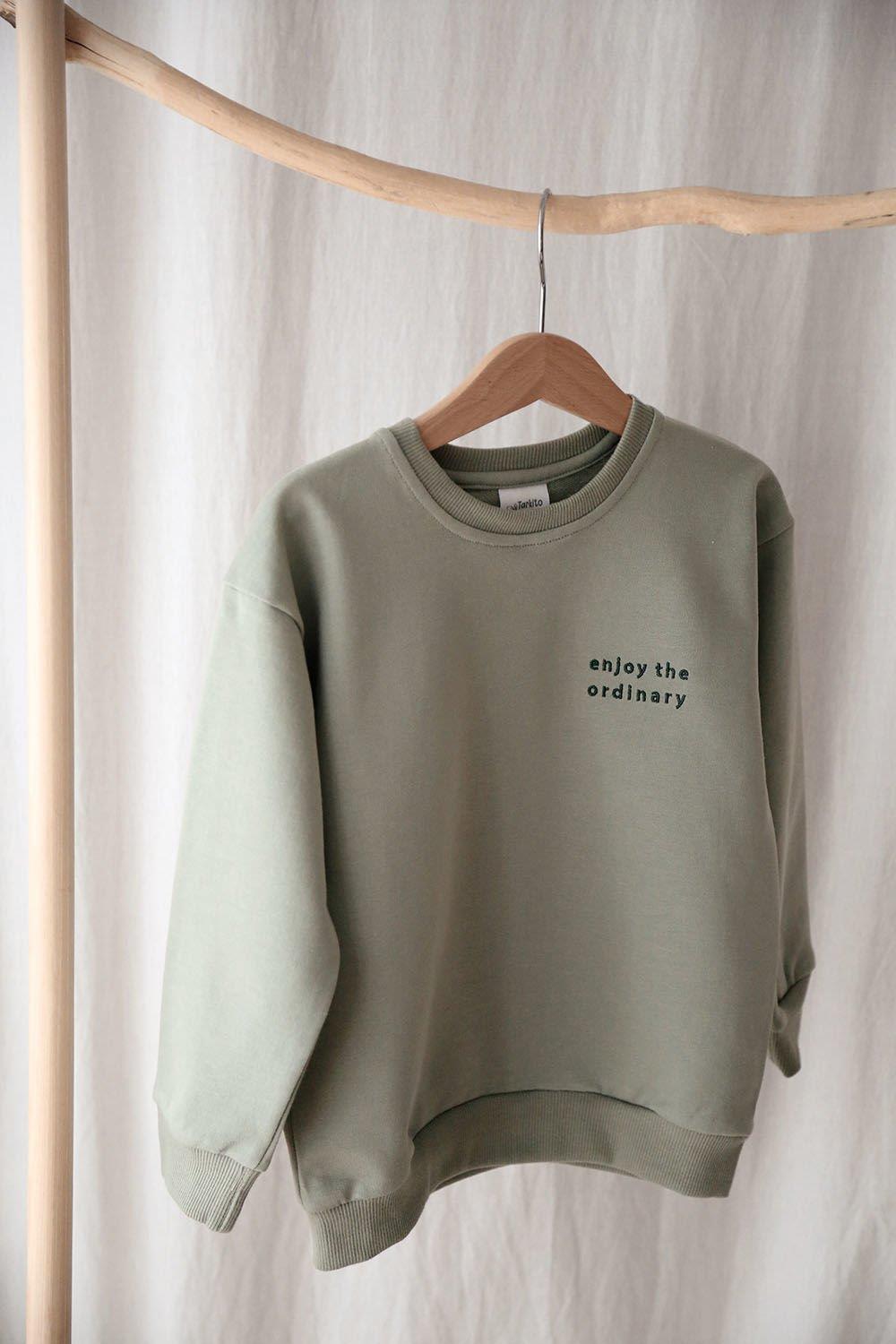çağla yeşili unisex rahat kesim bebek çocuk sweatshirt