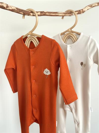 %100 pamuk Oeko-Tex sertifikalı aç/kapa patikli tulum seti - 2'li takım