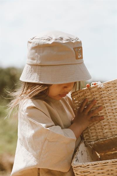 bej %100 pamuk bucket şapka 1-6 yaş