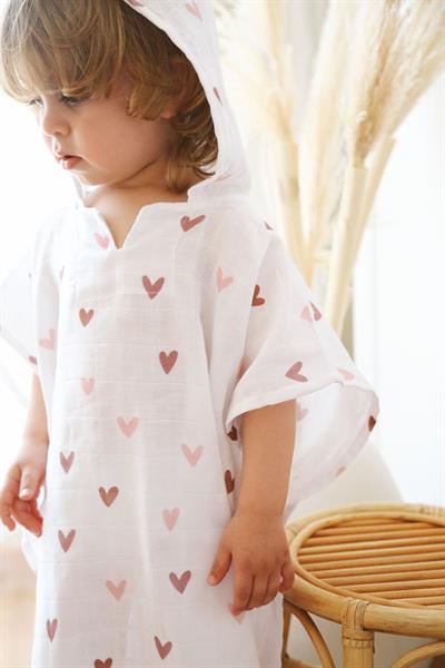 heart %100 pamuk kapüşonlu müslin panço 1-5 yaş