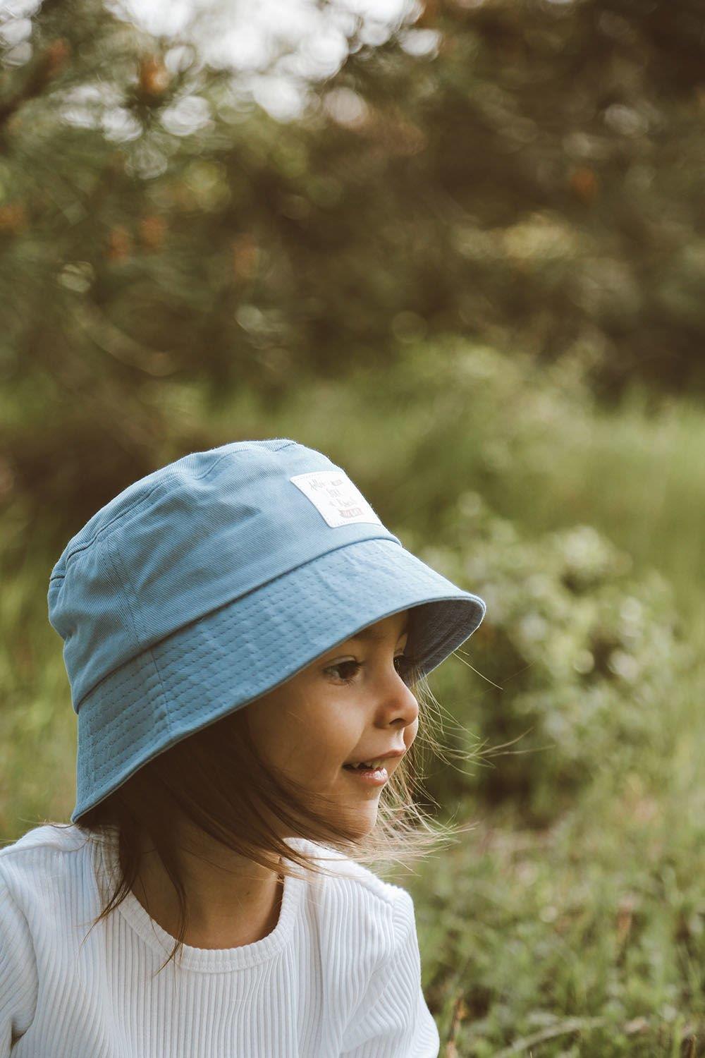 mavi %100 pamuk bucket şapka 1-6 yaş