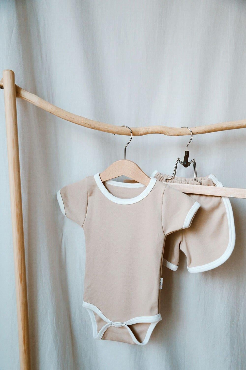summer vibes | camel  çıtçıtlı body & şort takım bebek ve çocuk