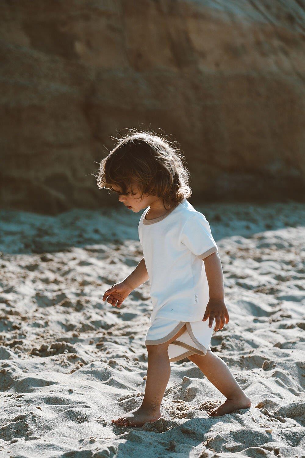 summer vibes | ivory %100 pamuk tshirt & şort takımı