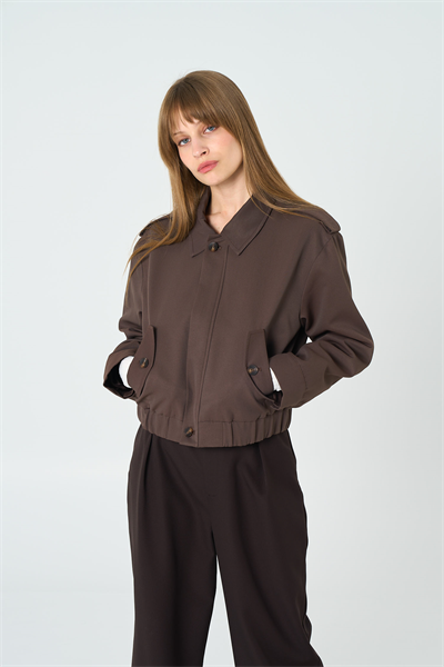 Kadın Açık Kahve Apoletli Gabardin Ceket