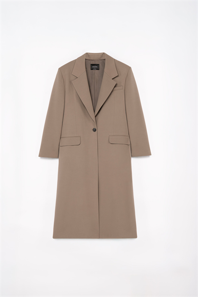 Kadın Bej Oversize Uzun Ceket