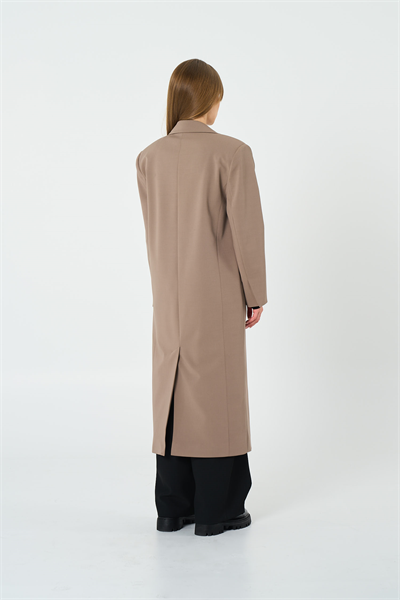 Kadın Bej Oversize Uzun Ceket