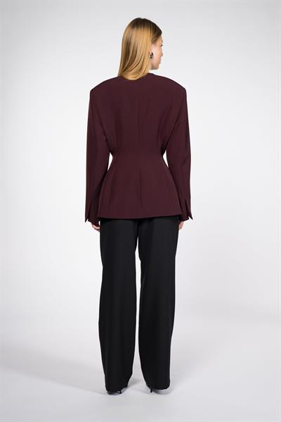 Kadın Bordo Yakasız Blazer