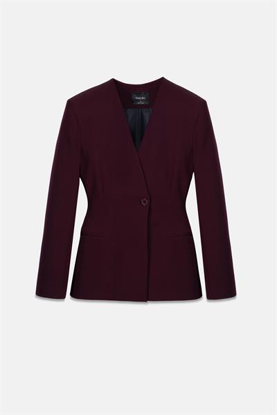 Kadın Bordo Yakasız Blazer