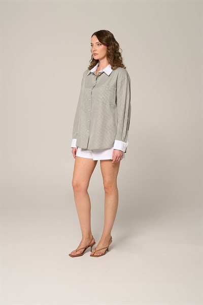 Kadın Çağla Yeşili Garnili Gömlek