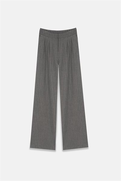 Kadın Gri Çift Pileli Pantolon