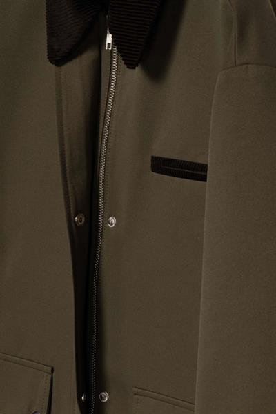 Kadın Haki Kadife Yaka Fleto Cepli Gabardin Ceket