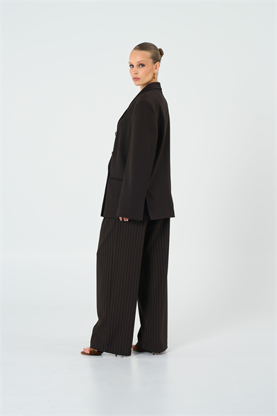 Kadın Kahverengi Basene Oturan Oversize Blazer