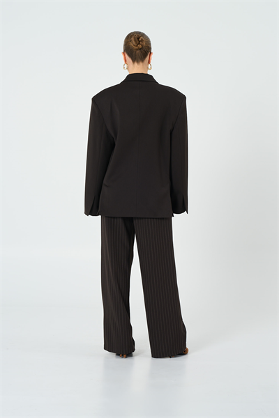 Kadın Kahverengi Basene Oturan Oversize Blazer
