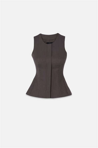 Kadın Kahverengi Çizgili Peplum Yelek