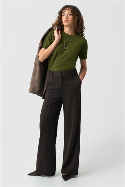 Kadın Kahverengi Slim Fit Basic Pantolon