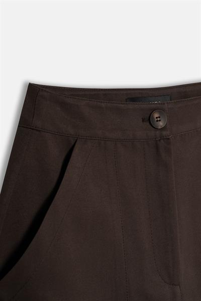 Kadın Koyu Kahve Cepli Gabardin Mini Etek