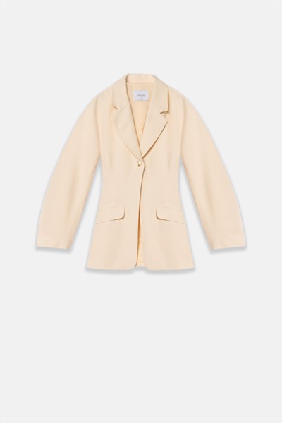 Kadın Krem Balon Kollu Blazer
