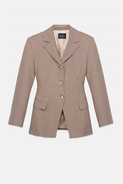 Kadın Krem Bele Oturan Pötikare Blazer