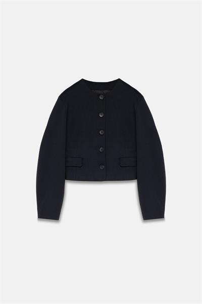 Kadın Lacivert Balon Kol Crop Blazer