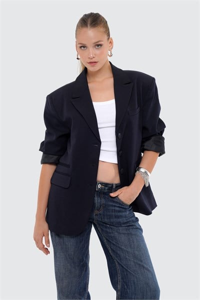 Kadın Lacivert Oversize Blazer