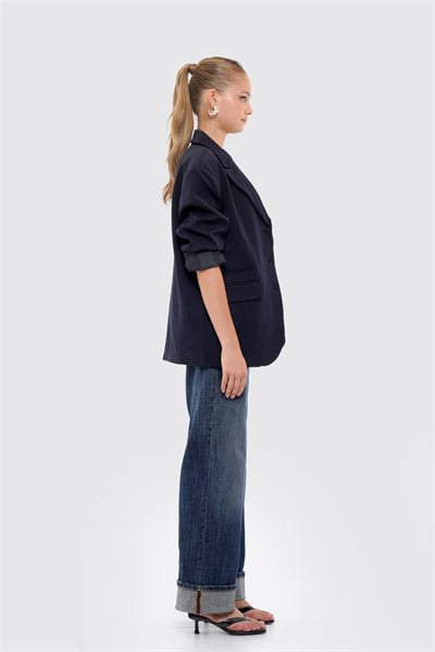 Kadın Lacivert Oversize Blazer