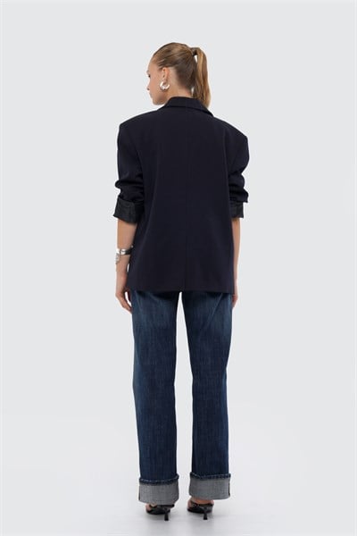 Kadın Lacivert Oversize Blazer
