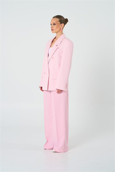 Kadın Pembe Oversize Kruvaze Blazer